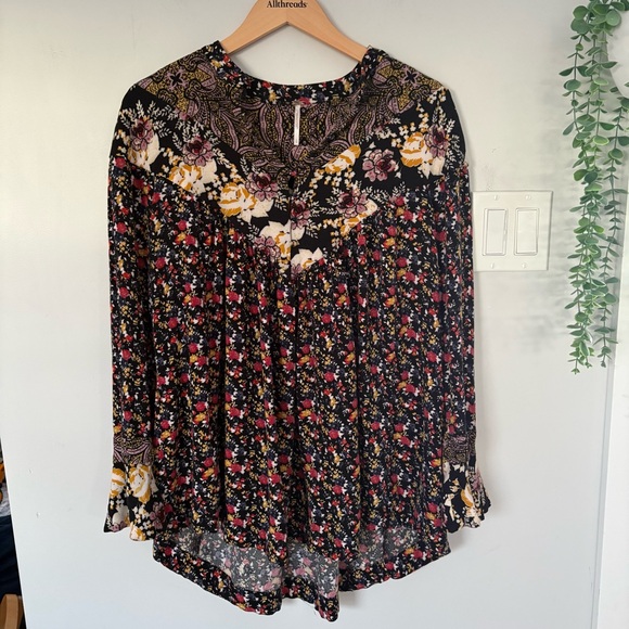 Free People Tops - Free People Wildflower Fields Henley Cottage-core Tunic - Mixed Floral - Large